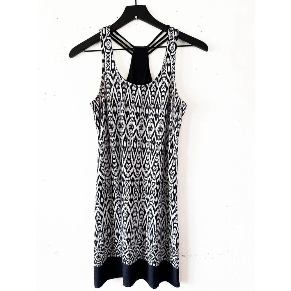 APT.9 Black White Ikat Strappy Back Lounge Sleep Dress Size Small